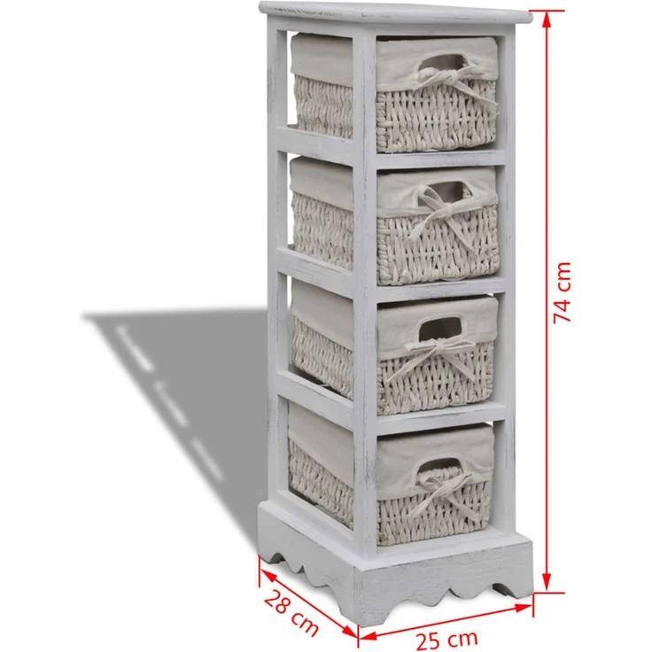 vidaXL Korbregal Holz mit 4 Körben Weiß 240797 – Bild 6