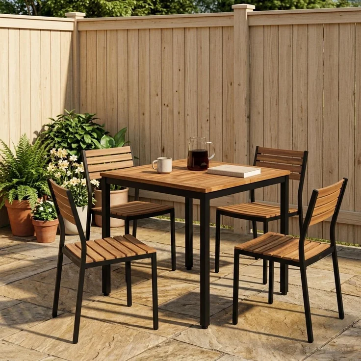 vidaXL Gartentisch NAARDEN Natürlich und Schwarz 70 x 68,5 x 75 cm 901307 – Bild 1