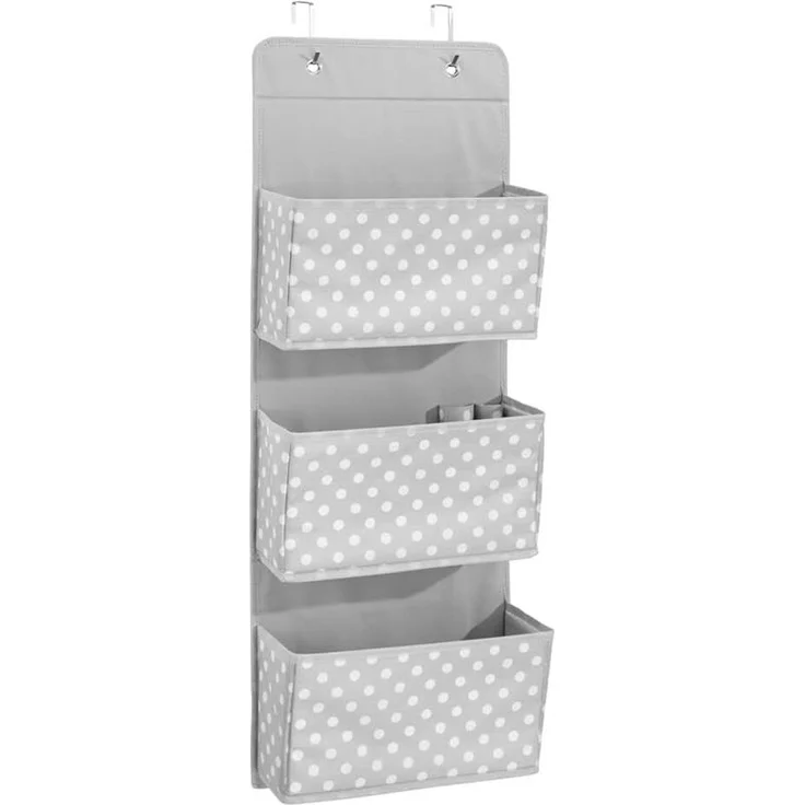 Hängeaufbewahrung Taschengarderobe mDesign Hängesystem mit 3 Taschen Grau/Weiß – Bild 4