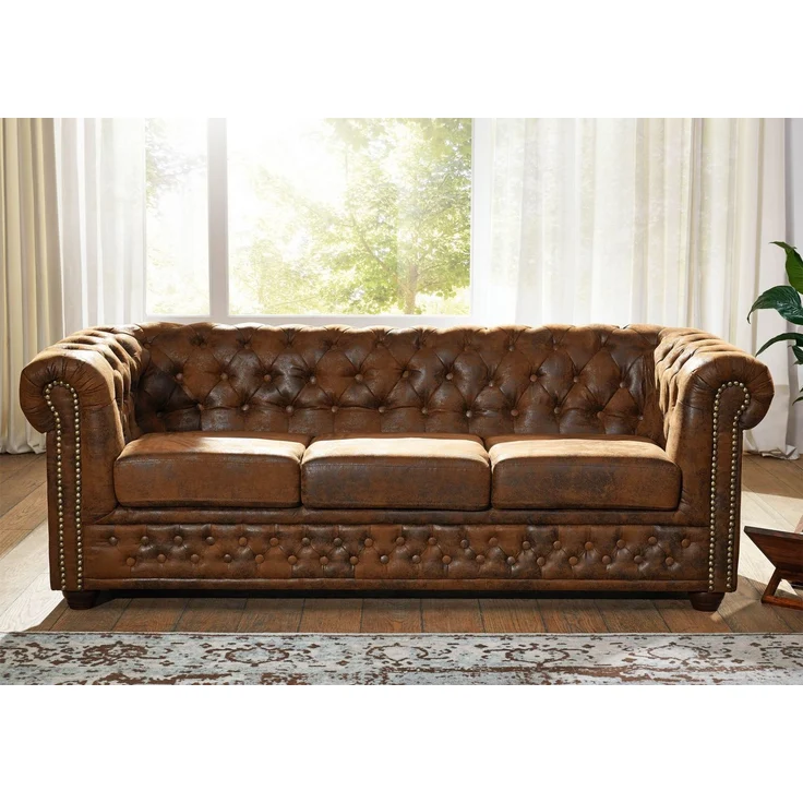 Sofa 203x86x72 braun CHESTERFIELD – Bild 4