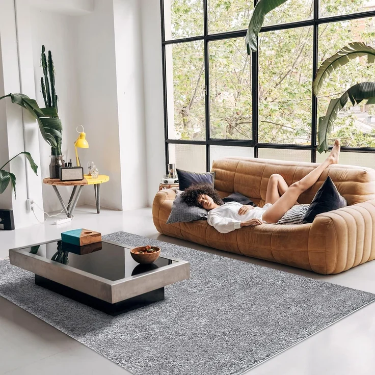 Teppich Läufer Hochflor Shaggy - 80x300cm Läufer - Grau Einfarbig Wohnzimmer Uni Flauschig Modern Boho Deko Teppiche Weich Schlafzimmer – Bild 6