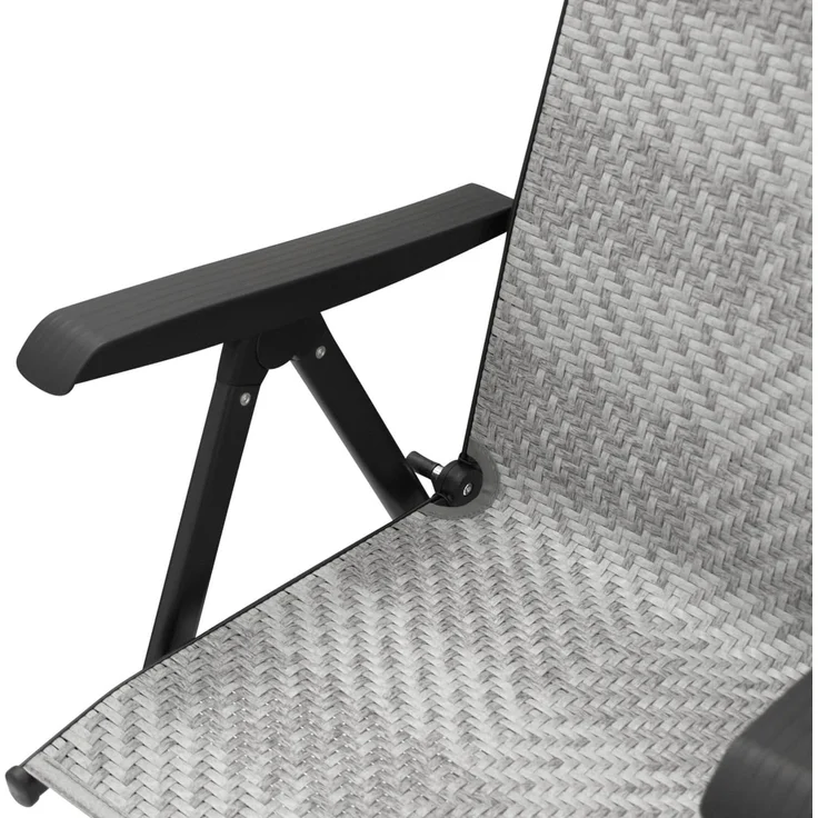 DEGAMO ANTIBES Garten-Klappsessel Hochlehner, Metall + Polyrattan, schwarz/grau, 57cm 2-er Set – Bild 4