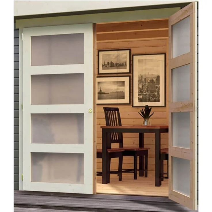 Mittelwandhaus Mühlentrup 1 - 404x217 cm, 19 mm Holz terragrau, Karibu – Bild 5