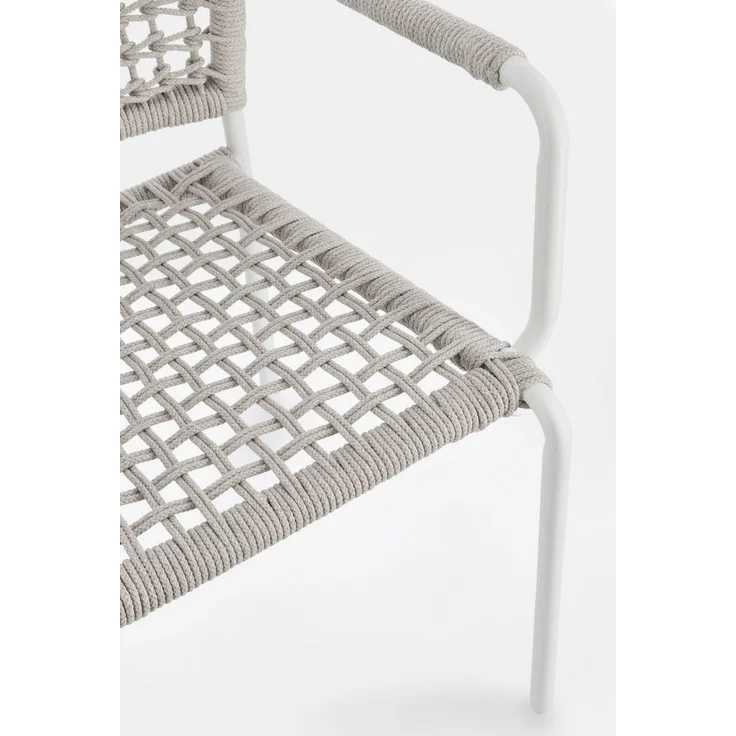 Gartenstuhl Adajra aus Aluminium, modernes Design, hellgrau weiß, stapelbar für Outdoor – Bild 8