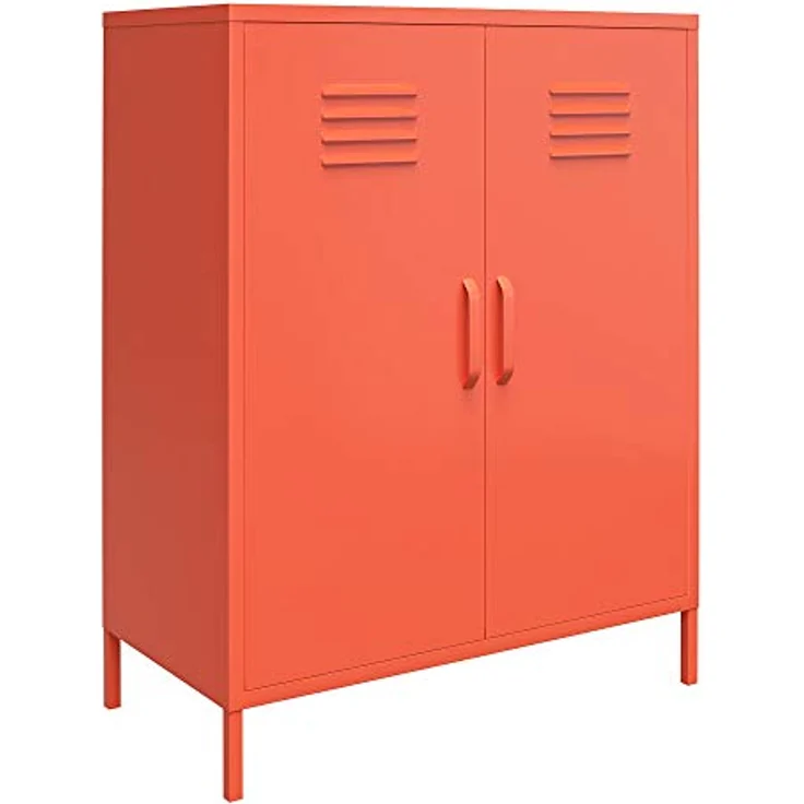 DHP Furniture Novogratz Dorel Home Cache Metall Schließfach Aufbewahrungsschrank mit 2 Türen Orange Einheitsgröße – Bild 4