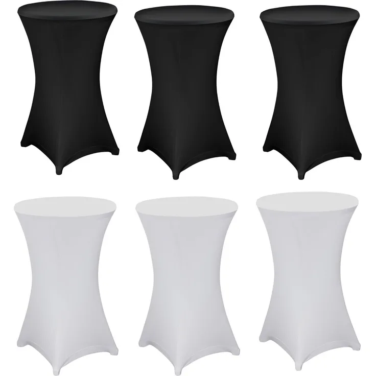 6x Julido Stehtischhusse Schwarz Weiß Stretch Husse Ø70cm Bistrotisch