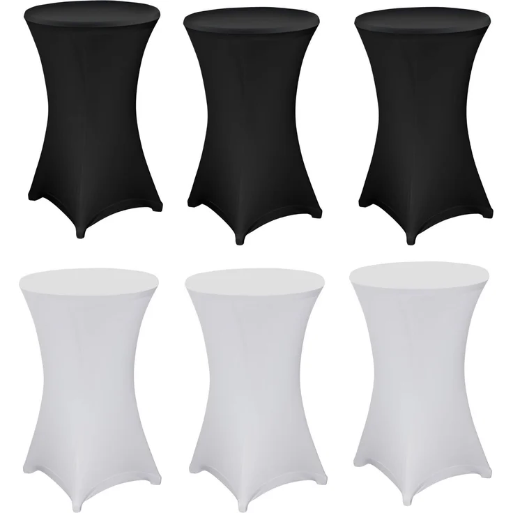 6x Julido Stehtischhusse Schwarz Weiß Stretch Husse Ø70cm Bistrotisch – Bild 1