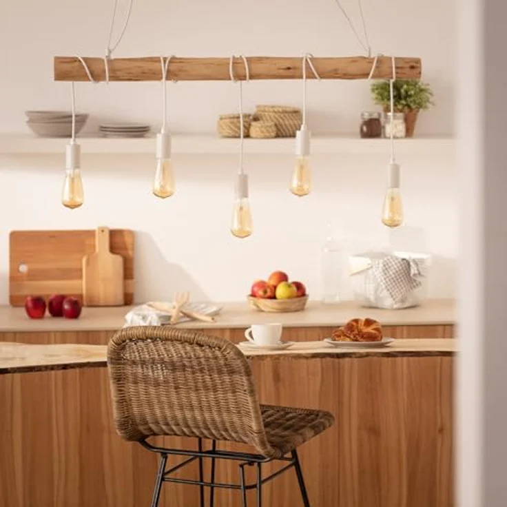 LEDKIA LIGHTING Hängeleuchte Yagis | Verstellbare Länge, E27-Birne kompatibel, modernes Design in Weiß, Metall | Ideal für Wohnzimmer, Küche, Schlafzimmer, Esszimmer – Bild 4