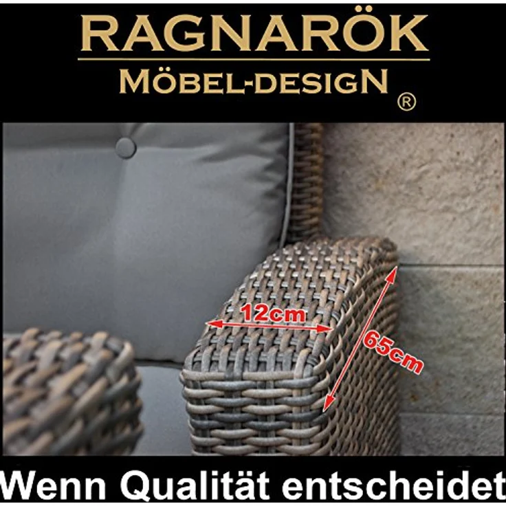 Ragnarök Möbel-Design Gartenlounge-Set Dining Lounge Wieland L, (Set, Ecksofa + Tisch + Hocker, Polyrattan, inkl. aller Polster), Rostfrei, mit Staufächern, 10 Jahre Garantie, wird montiert geliefert – Bild 9