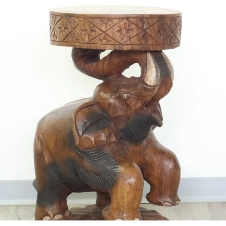 Oriental Galerie Blumenhocker Rundhocker Dekotisch Elefant Braun 50 cm (1 St) – Bild 2