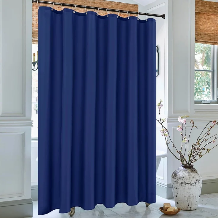 Hotel Stoff Duschvorhang 183 × 183 cm Navy Blau, Wasserabweisend, Waschbar, Gewichteter Saum – Bild 8