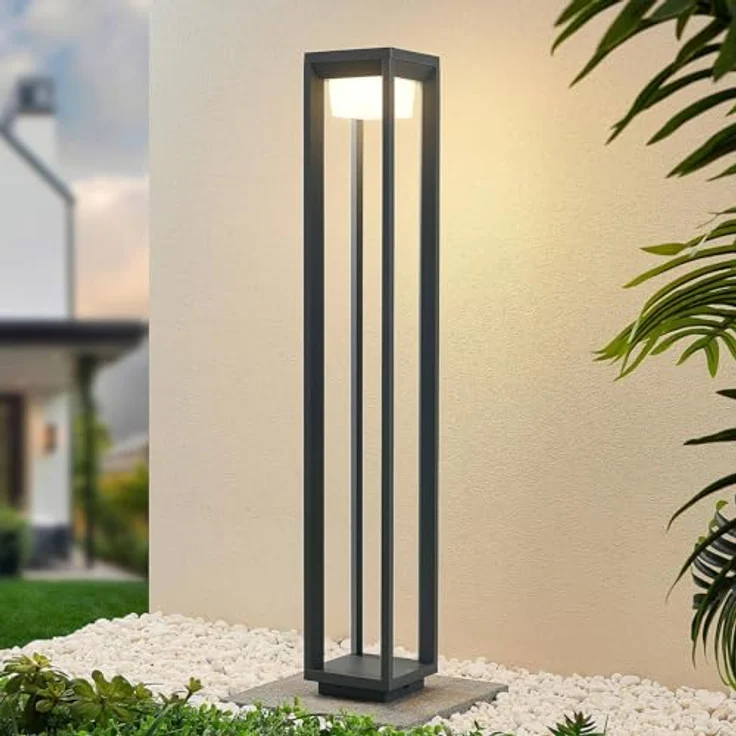 PRIOS LED Außenleuchte Gamion, spritzwassergeschützt in Aluminium, 1-flammig, Wegeleuchte Pollerleuchte Sockelleuchte, IP54 – Bild 2