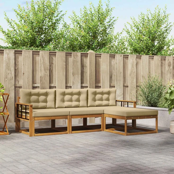 vidaXL Outdoor-Sofagarnitur 4 stk. 4-Sitzer Natur und Beige 3367416 – Bild 1
