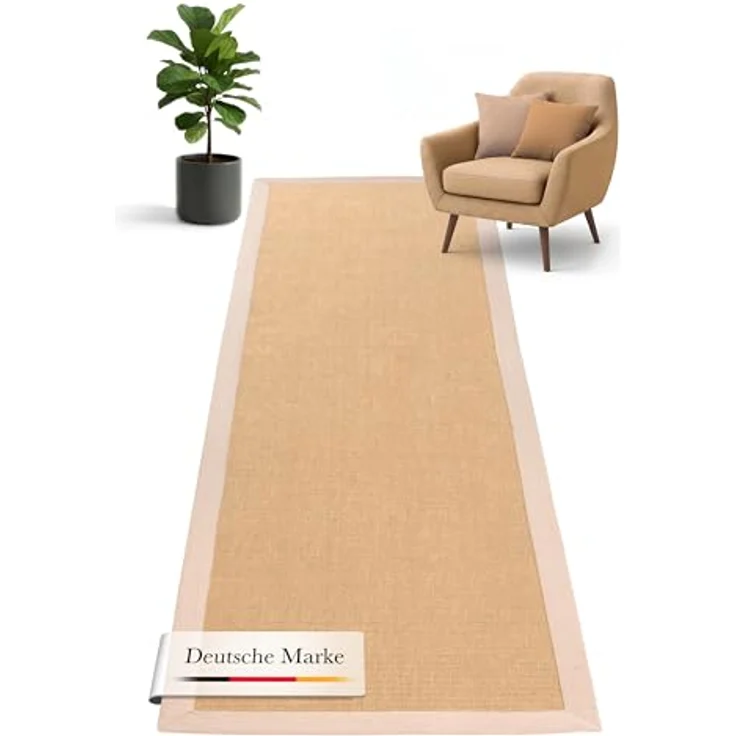 carpetfine Läufer Sisal, rechteckig, Höhe: 5 mm, mit farbiger Bordüre, Anti Rutsch Rückseite – Bild 2