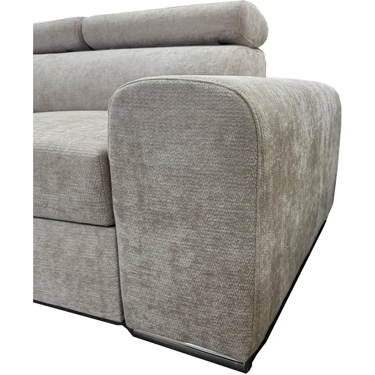 Wohnero24 Ecksofa PAVONE 4 208x263 cm – modernes Chenille Sofa Beige/Hellgrau mit Schlaffunktion 190x125 cm & Bettkasten, verstellbare Kopfstützen – Bild 8