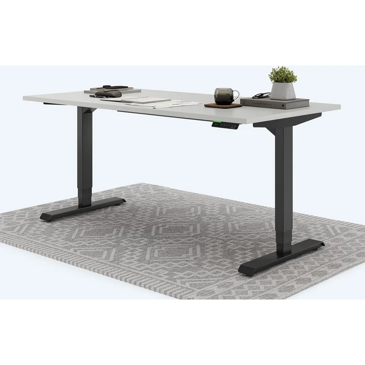 Desktopia Pro X - Elektrisch höhenverstellbarer Schreibtisch / Ergonomischer Tisch mit Memory-Funktion, Grau, Gestell Schwarz, 160x80 cm – Bild 1