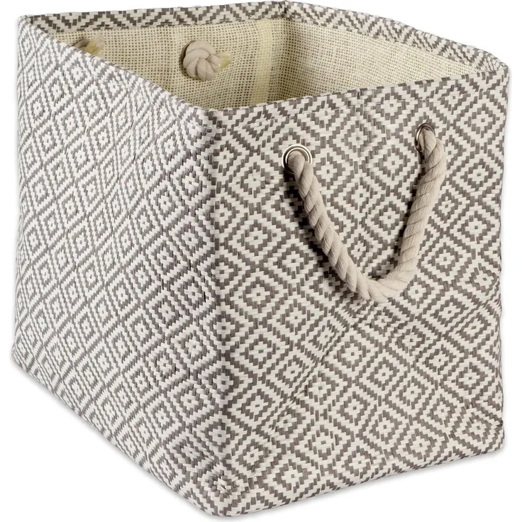 DII Geo Diamond gewebtes Papier Wäschesammler oder Aufbewahrungskorb Rechteck Large Rectangle grau