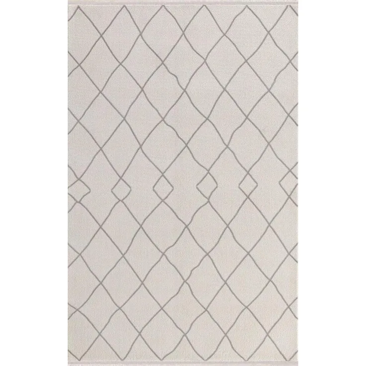 Moderner Design Fransen Teppich 80 x 150 cm Acryl Beige 88783780 [en. casa]