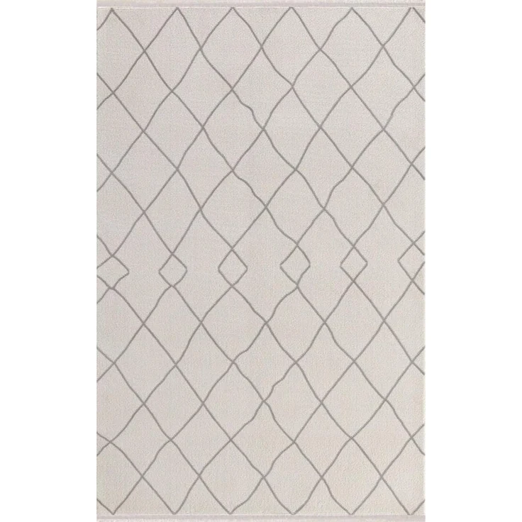 Moderner Design Fransen Teppich 80 x 150 cm Acryl Beige 88783780 [en. casa]