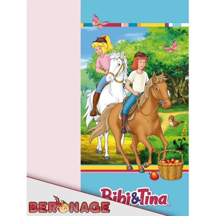 BERONAGE Kinderschlafsack Bibi und Tina Freunde Blau/Rosa Kinder-Schlafsack, 140 cm + 30 cm (Kapuze) x 70 cm – Bild 3