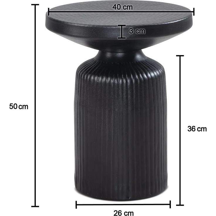 Beistelltisch Metall Schwarz Sofatisch 40x40x50cm Wohnzimmertisch Rund – Bild 4