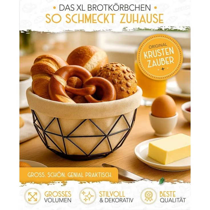 Krustenzauber Brotkasten Moderner Brotkorb & Brotkasten zur Brotaufbewahrung für frisches Brot