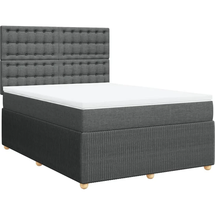 vidaXL Boxspringbett mit Matratze Dunkelgrau 140x200 cm Stoff 3294394 – Bild 3