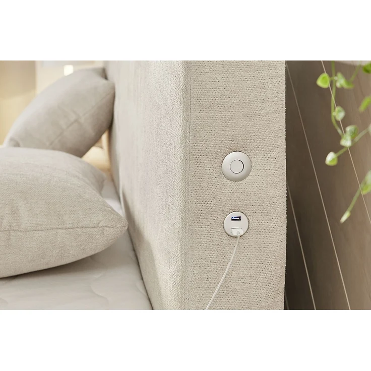 Boxspringbett 160x200 cm H4 Federkernmatratzen Bonell Topper in Chenille Beige – Bild 5