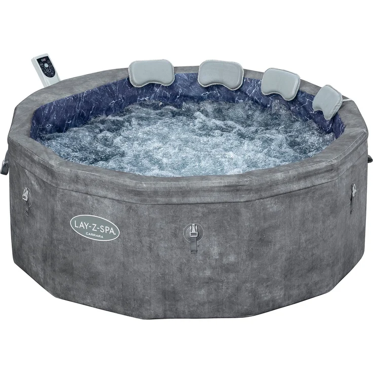 LAY-Z-SPA® Energiespar Whirlpool Carrara AirJet™ mit App-Steuerung, für 6 Personen, Ø 170 x 65 cm, Alabaster-Optik – Bild 1