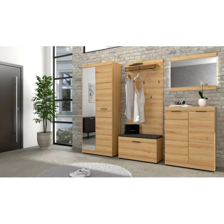 XORA 'OHIO' Schuhkommode Front MDF Wildbuche Nachbildung, Wildeiche, 80 x 105 x 40 cm, mit Softclose, Platz für ca 15 Paar Schuhe – Bild 3