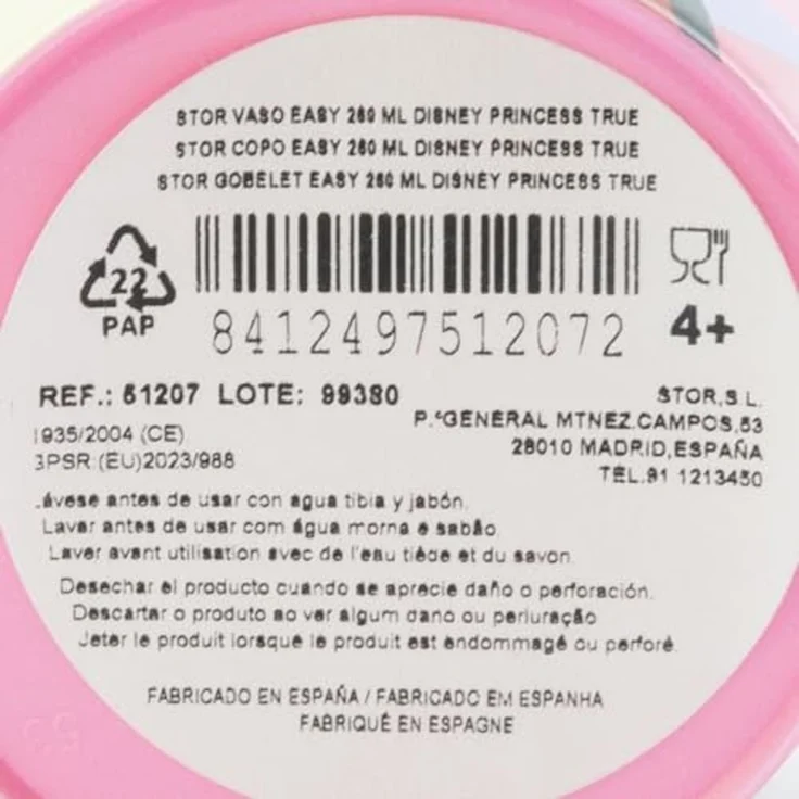 Storline Kinderbecher Disney Princess 260 ml Trinkbecher für Kita & Frühstück, Plastik – Bild 3