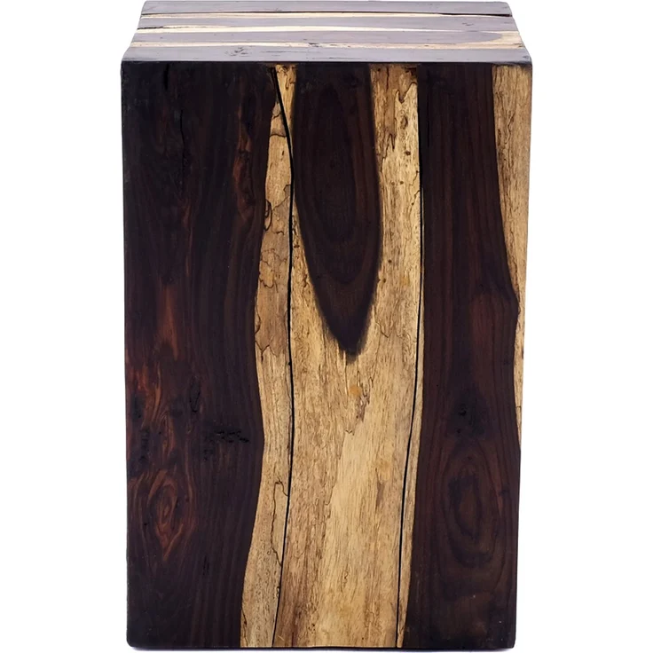 Beistelltisch aus Echtholz Holzhocker Natur Treibholz eckig Holzblock – Bild 2