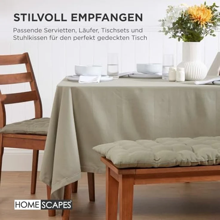 Homescapes Stuhlkissen 2er Bankauflage grau 100% Baumwolle – Bild 9