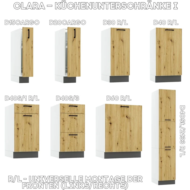 Küchenunterschrank 79 cm - Artisan Eiche und Aschegrau - Eckküchenschrank - ohne Arbeitsplatte - Soft-Close-System – Bild 4