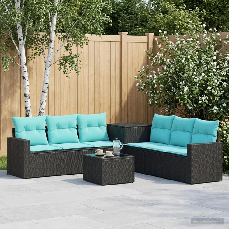 vidaXL Sofa Set 8 stk. Schwarz und Blau 55 x 55 x 37 cm 3448316 – Bild 1