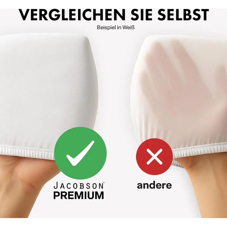 Jacobson Spannbettlaken PREMIUM 200 g/m² Jersey aus 97% Baumwolle & 3% Elasthan, Extra dichtes Bettlaken mit maximalem Halt – OEKO-TEX® – Bild 5