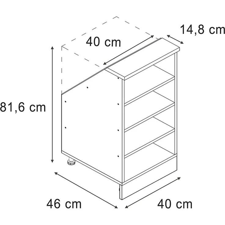 Küchenschrank für Dachschrägen R-Line Anthrazit 40 cm mit 4 Fächern Vicco – Bild 2