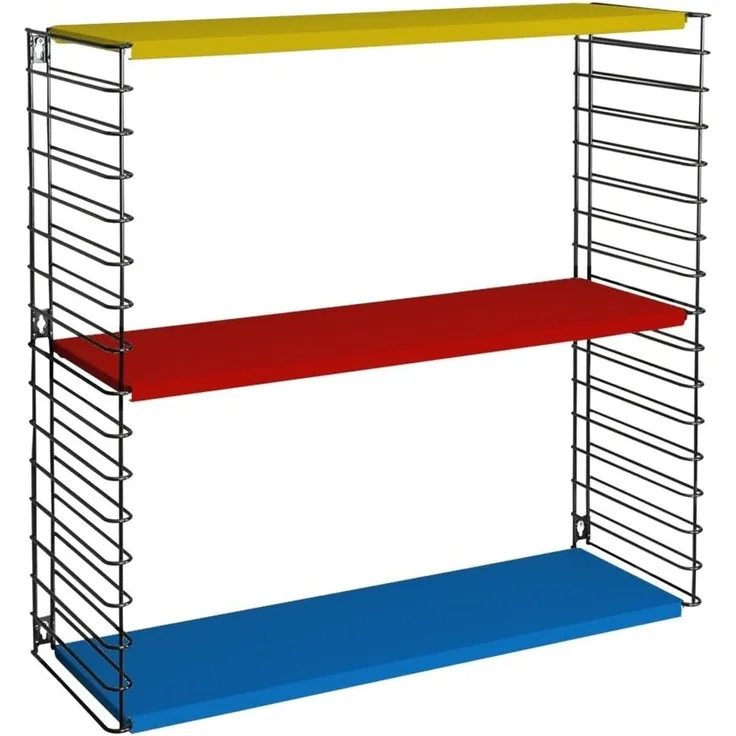 METALTEX 377603328 Bücherregal TOMADO mit 3 bunten Böden u. schwarzen Seiten / Hängeregal / TOMADO-Regalsystem