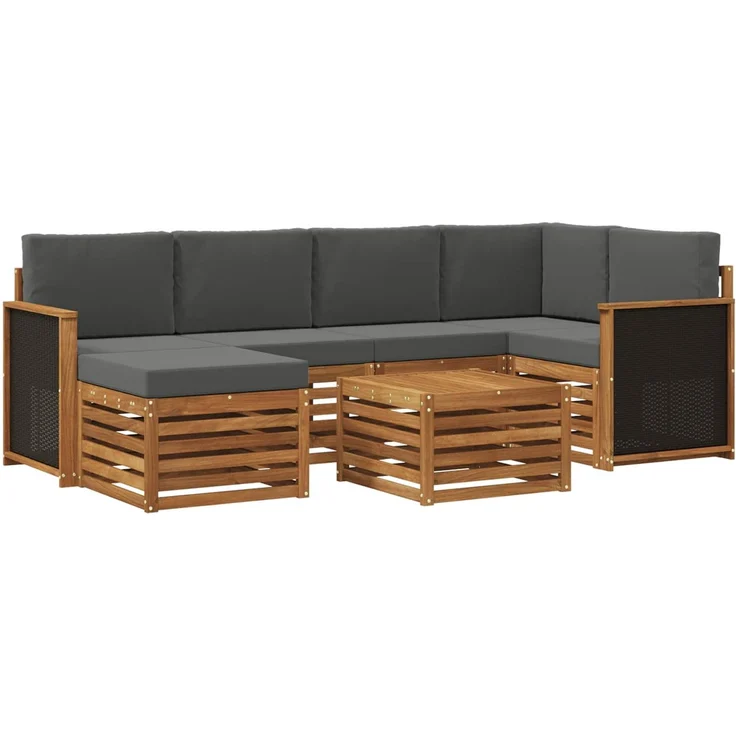 vidaXL Outdoor-Sofagarnitur 7 stk. 5-Sitzer Natur und Anthrazit 3384583 – Bild 2