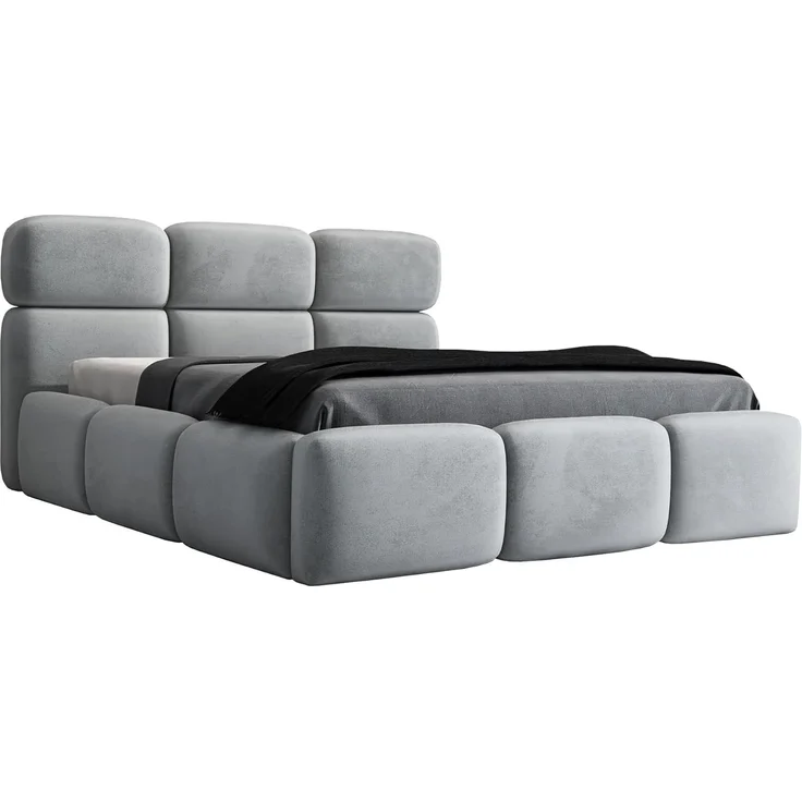Polsterbett MAROKO 90x200 ohne Matratze mit Bettkasten und Lattenrost. Farbe: Silber 15 – Bild 1