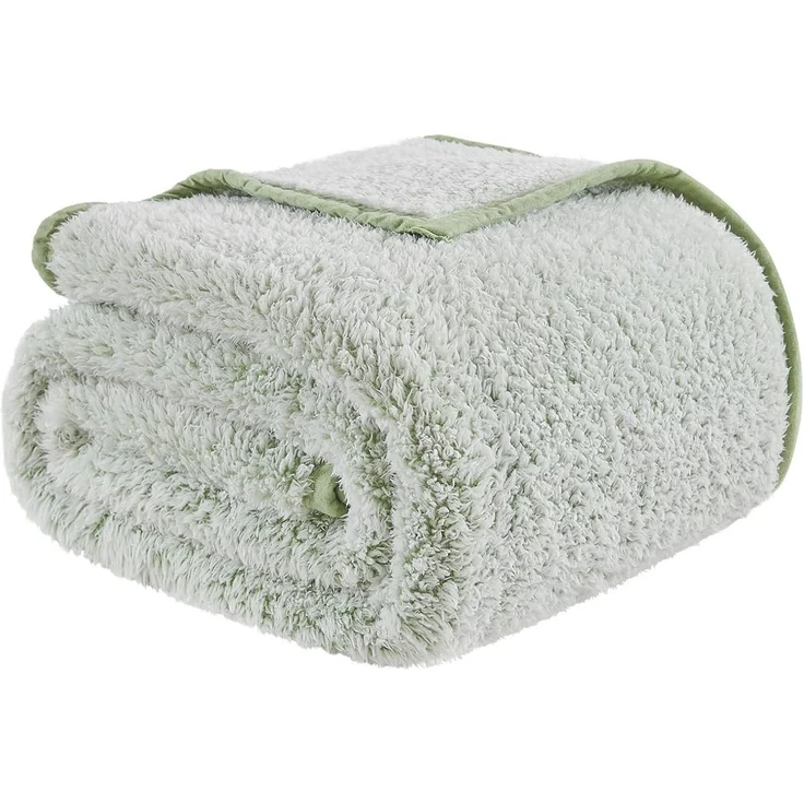 Kuscheldecke Sherpa Doppelgesicht 228x228cm 230 x 230cm 05-salbei – Bild 6
