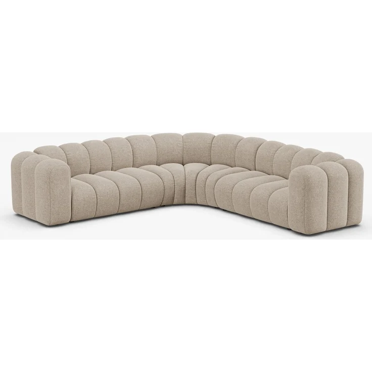 Micadoni symmetrisches Ecksofa Lupine 5-Sitzer mittelgroß Chenille Eden Dunkelbeige – Bild 7