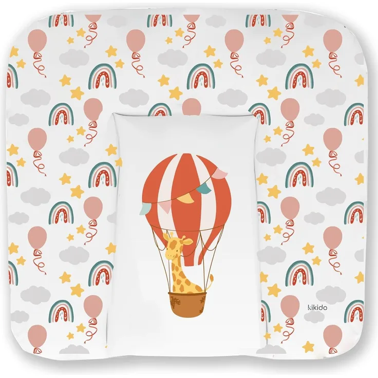 Kikido Wickelauflage 75x70 cm - Heißluftballon - Baby Wickelauflagen Wasserfest, Abwaschbar und Pflegeleicht - Wickelunterlage Weich Tragbare, Leicht zu Reinigen - Universal-Wickelauflage 75x70