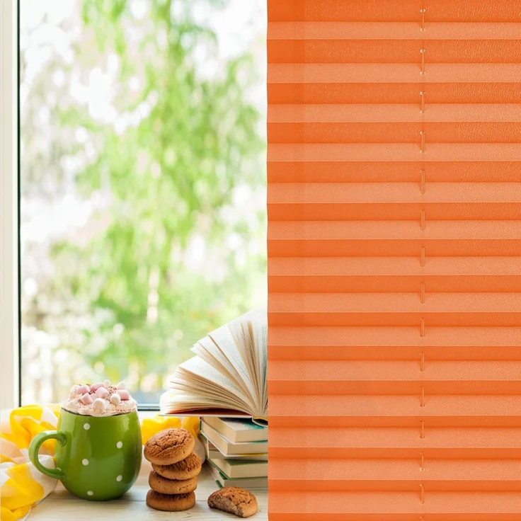 Plisseerollo ohne Bohren Klemmfix 50x120 cm(BxH) Orange Jalousie Sonnenschutz Easyfix Faltrollo Lichtdurchlässig Rollo für Fenster & Tür – Bild 3