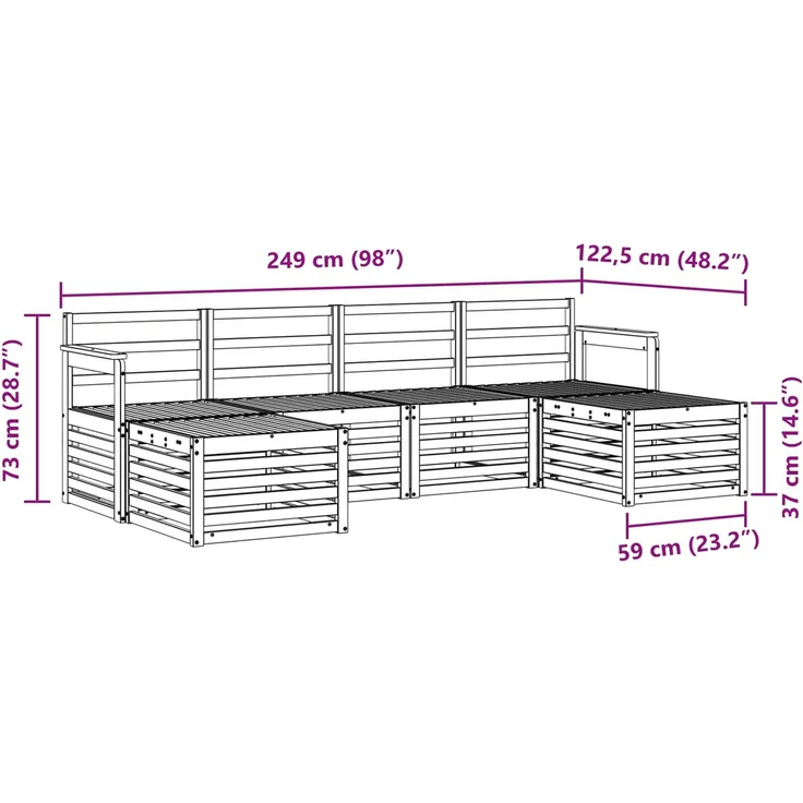 vidaXL Outdoor-Sofagarnitur 5 stk. 6-Sitzer Weiß Massivholz Akazie 3392259 – Bild 7