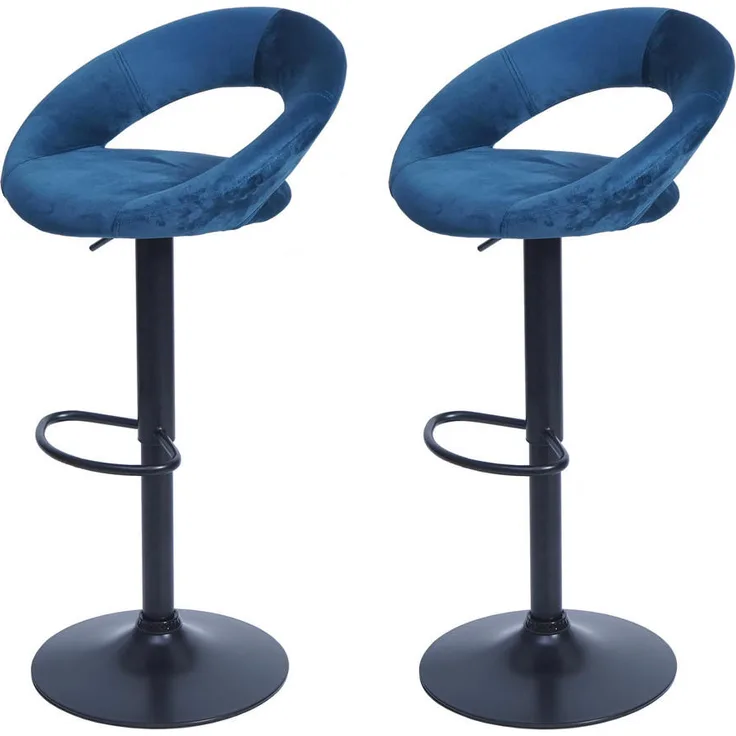 MCW Barhocker Petrol, 360° drehbar, höhenverstellbar, pulverbeschichtetes Eisen, 53x102x50 cm, Esszimmer, 2er Set