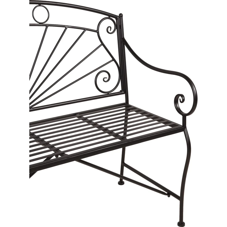Gartenbank RENE - 111cm Breit, Stahl, Schwarz matt | Terrassenbank Wetterfest Sitzbank Outdoor Bank – Bild 2