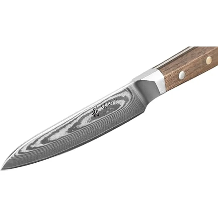 Wakoli Allzweckmesser Hickory Damast Küchenmesser 13cm Klinge FullTang, Walnussholzgriff, Damaststahl, Full Tang, VG-10 – Bild 3