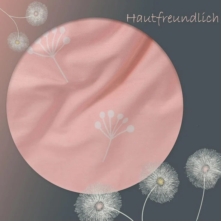 KEAYOO Bettwäsche Baumwolle Grau Rosa Blumen Wendebettwäsche 155x220cm + 80x80cm – Bild 6