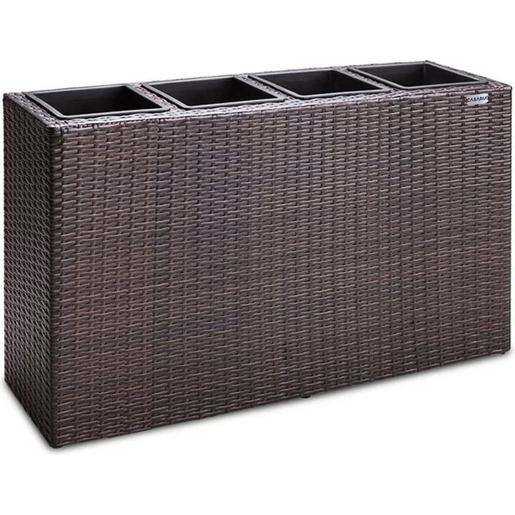 Casaria Pflanzkübel, 4 Innentöpfe Herausnehmbar Polyrattan 95x27x60cm Blumentopf Braun – Bild 4